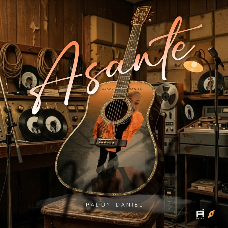 Asante Reimagined cover: an acoustic guitar in a vintage studio
